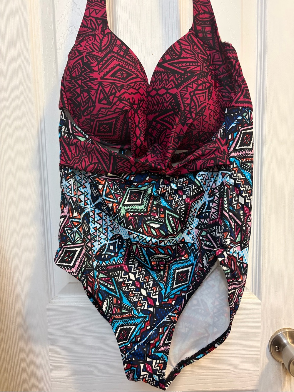 Swimsuits For All Pink and Multicolor Tribal One-Piece Swimsuit